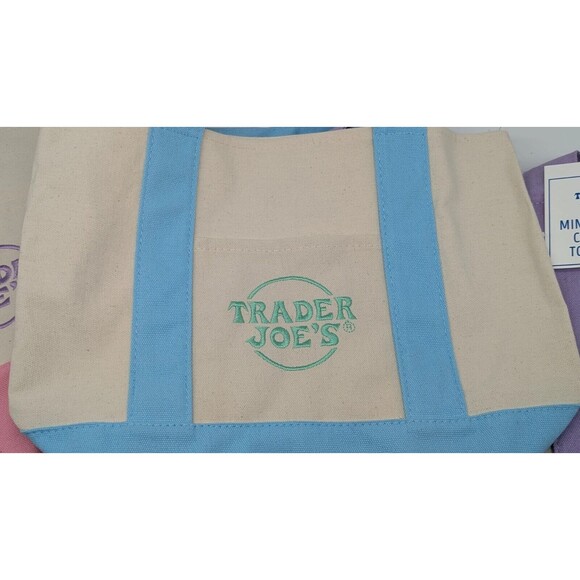 Trader Joe's Pastel Mini Canvas Tote Bags 2025 Limited Edition NWT Easter - Picture 5 of 5